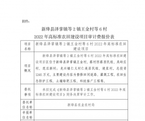 关于委托新绛县王金村等6村2022年高标准农田审计（审计单位审计费报价表）的公告