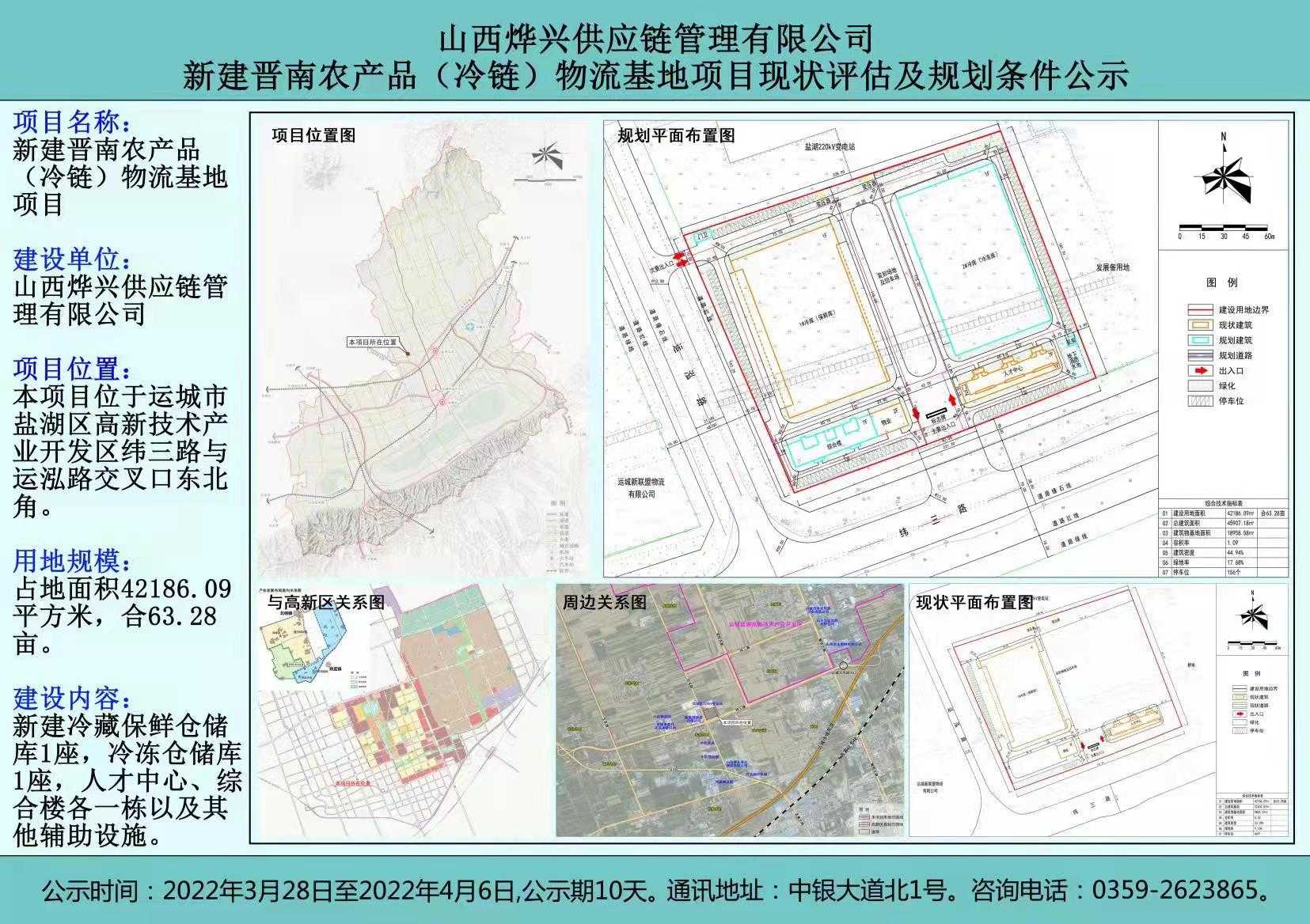 新建晋南农产品（冷链）物流基地项目现状评估及规划条件公示