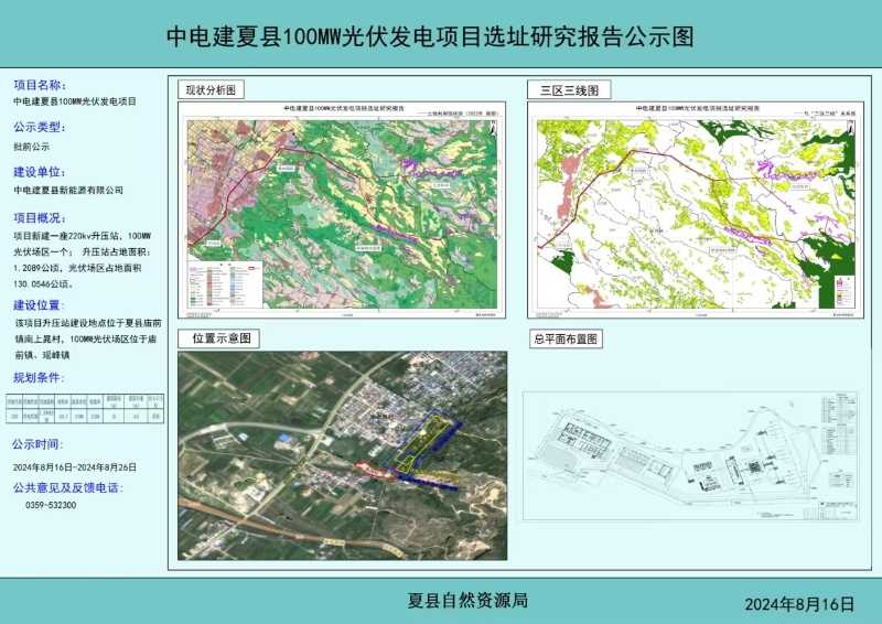 中电建夏县100MW光伏发电项目选址公示