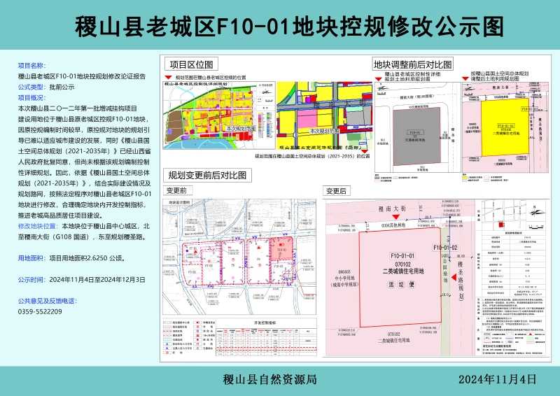 稷山县老城区F10-01地块控规修改公示图