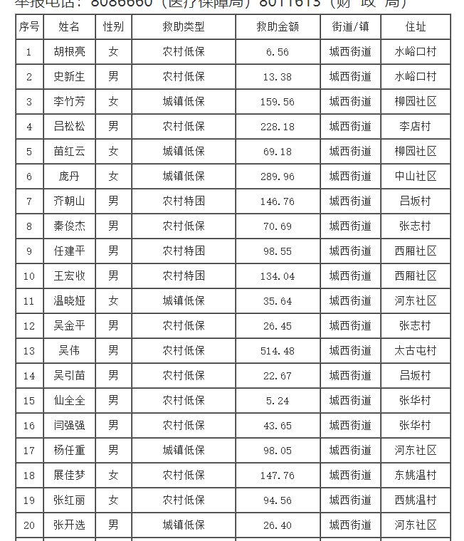 永济市2024年12月医疗救助花名表