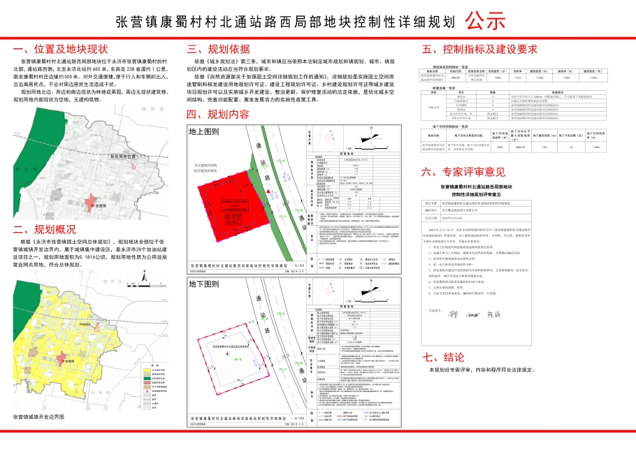 张营镇康蜀村村北通站路西局部地块控制性详细规划公示