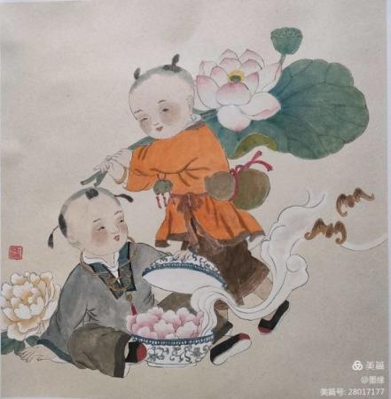 和合二仙_杜岩绘画_运城市山水画院收录作品
